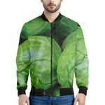 Green Cabbage Print Men's Bomber Jacket