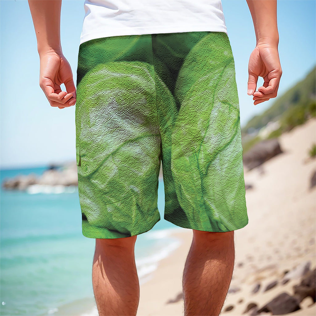 Green Cabbage Print Men's Cargo Shorts
