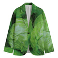 Green Cabbage Print Men's Cotton Blazer