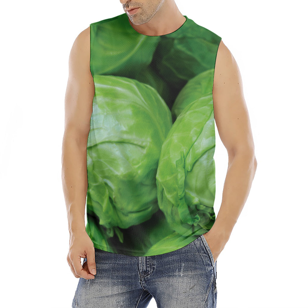 Green Cabbage Print Men's Fitness Tank Top