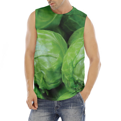 Green Cabbage Print Men's Fitness Tank Top
