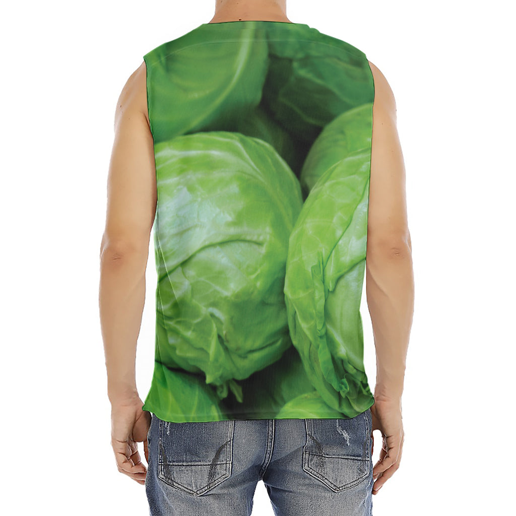 Green Cabbage Print Men's Fitness Tank Top