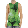 Green Cabbage Print Men's Muscle Tank Top