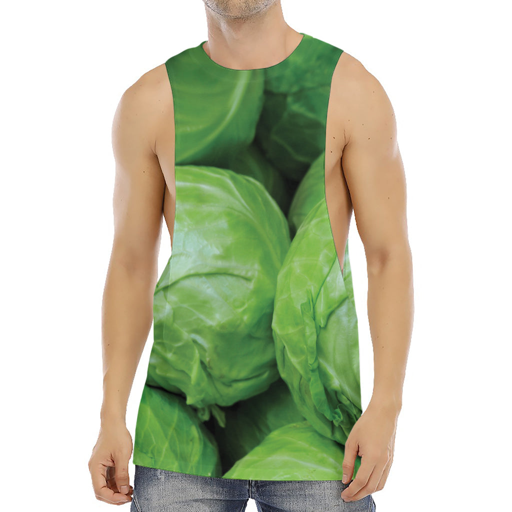 Green Cabbage Print Men's Muscle Tank Top