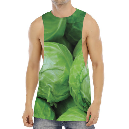 Green Cabbage Print Men's Muscle Tank Top
