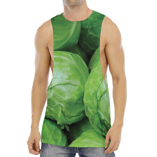 Green Cabbage Print Men's Muscle Tank Top