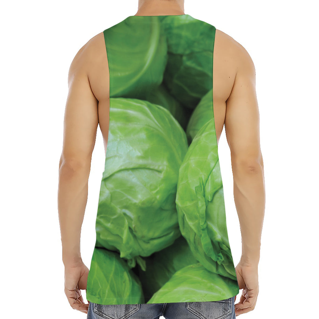 Green Cabbage Print Men's Muscle Tank Top