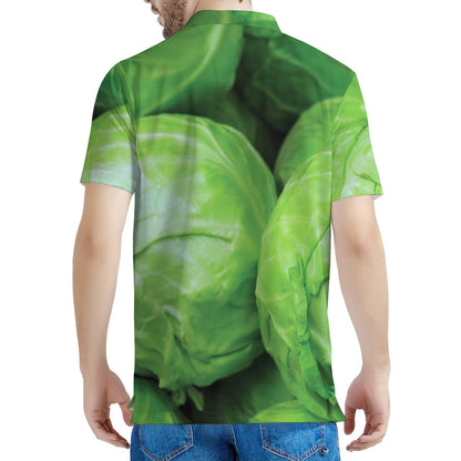 Green Cabbage Print Men's Polo Shirt