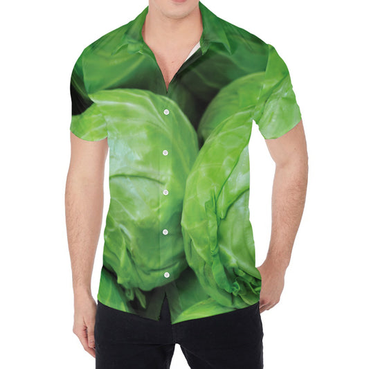 Green Cabbage Print Men's Shirt