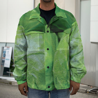 Green Cabbage Print Men's Shirt Jacket