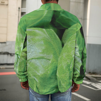 Green Cabbage Print Men's Shirt Jacket