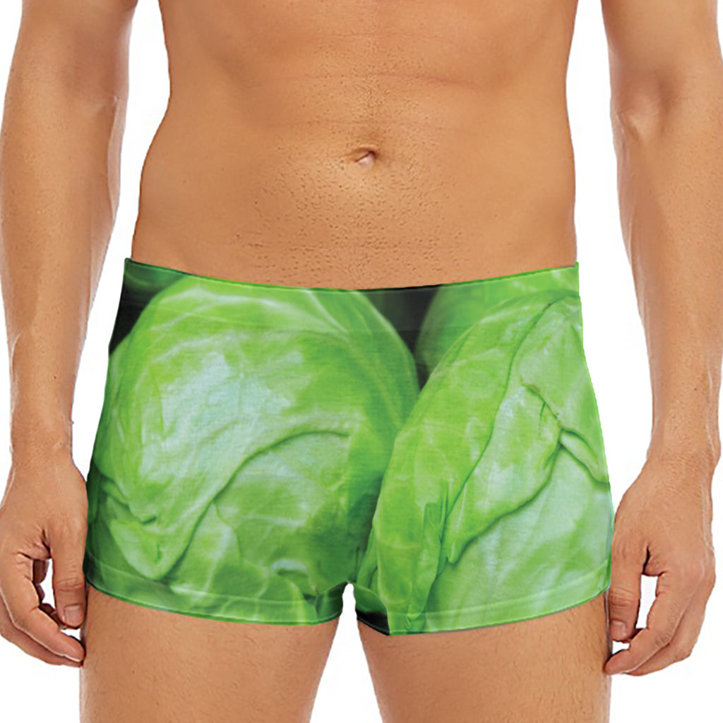 Green Cabbage Print Men's Short Boxer Briefs