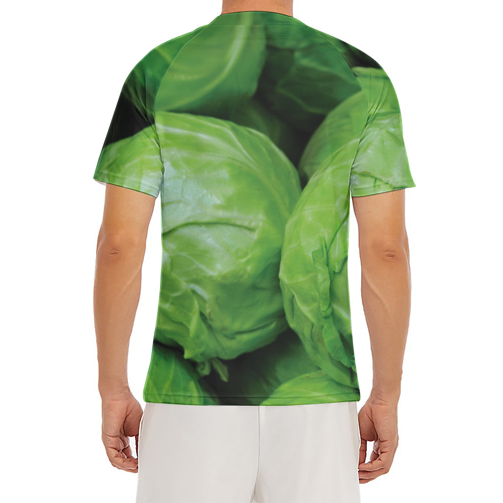 Green Cabbage Print Men's Short Sleeve Rash Guard