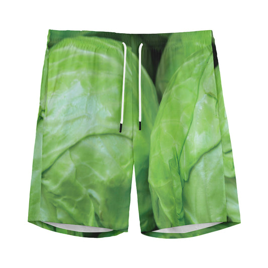 Green Cabbage Print Men's Sports Shorts