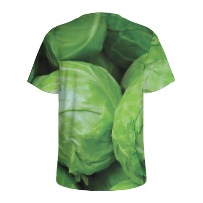 Green Cabbage Print Men's Sports T-Shirt