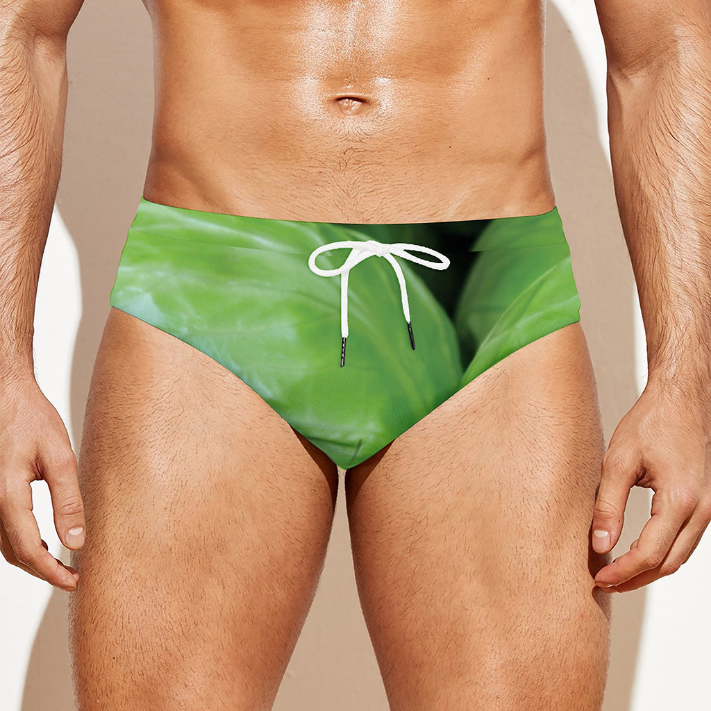 Green Cabbage Print Men's Swim Briefs
