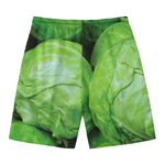 Green Cabbage Print Men's Swim Trunks
