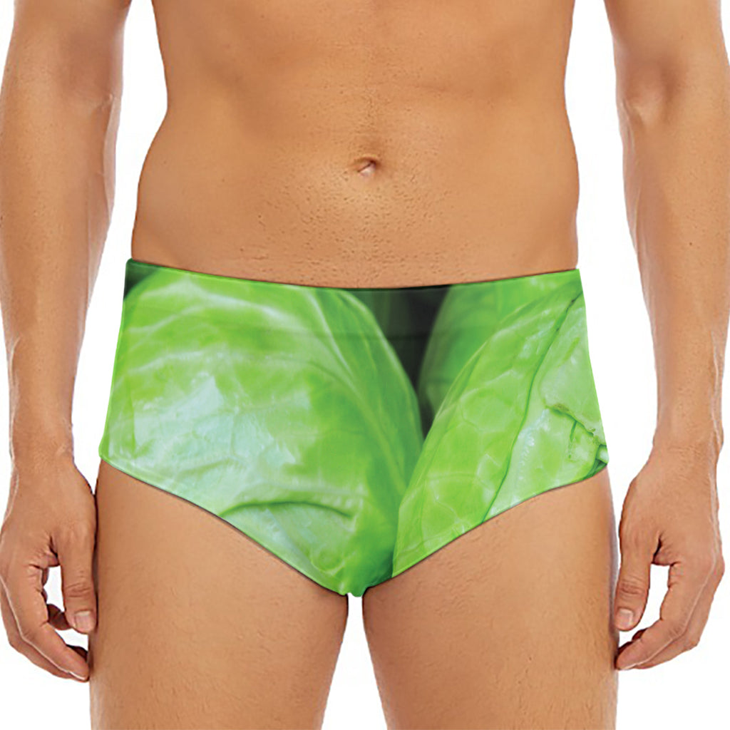 Green Cabbage Print Men's Triangle Swim Briefs
