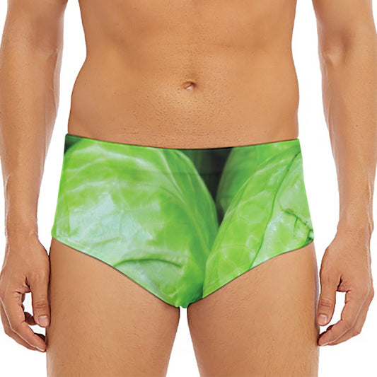 Green Cabbage Print Men's Triangle Swim Briefs