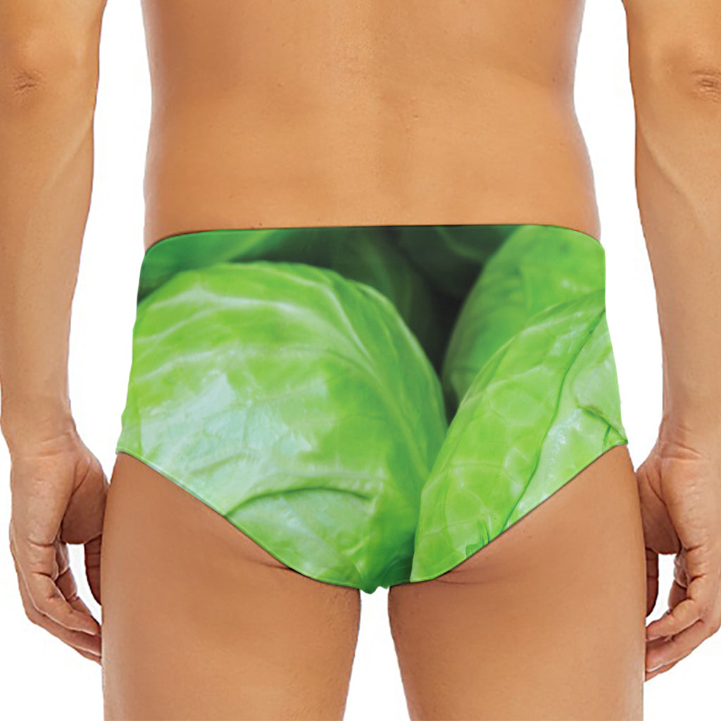 Green Cabbage Print Men's Triangle Swim Briefs