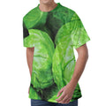 Green Cabbage Print Men's Velvet T-Shirt