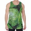 Green Cabbage Print Men's Velvet Tank Top