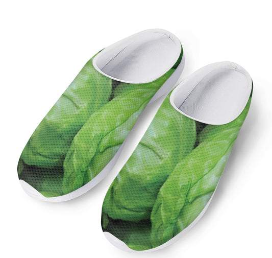 Green Cabbage Print Mesh Casual Shoes
