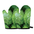 Green Cabbage Print Oven Mitts
