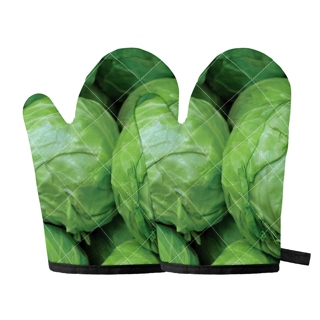 Green Cabbage Print Oven Mitts