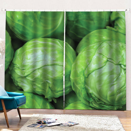 Green Cabbage Print Pencil Pleat Curtains