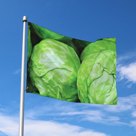 Green Cabbage Print Polyester Flag