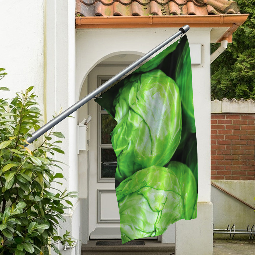 Green Cabbage Print Polyester Flag