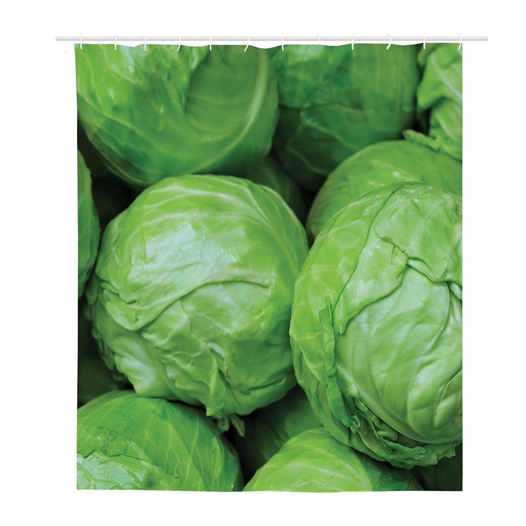 Green Cabbage Print Polyester Shower Curtain
