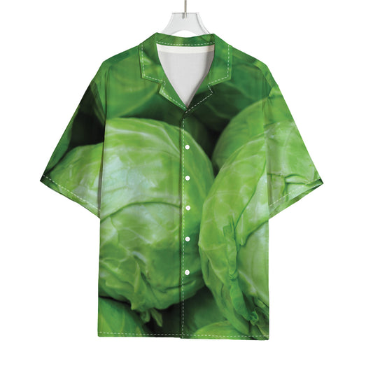 Green Cabbage Print Rayon Hawaiian Shirt