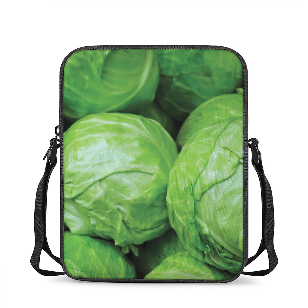 Green Cabbage Print Rectangular Crossbody Bag