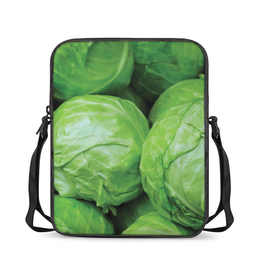 Green Cabbage Print Rectangular Crossbody Bag