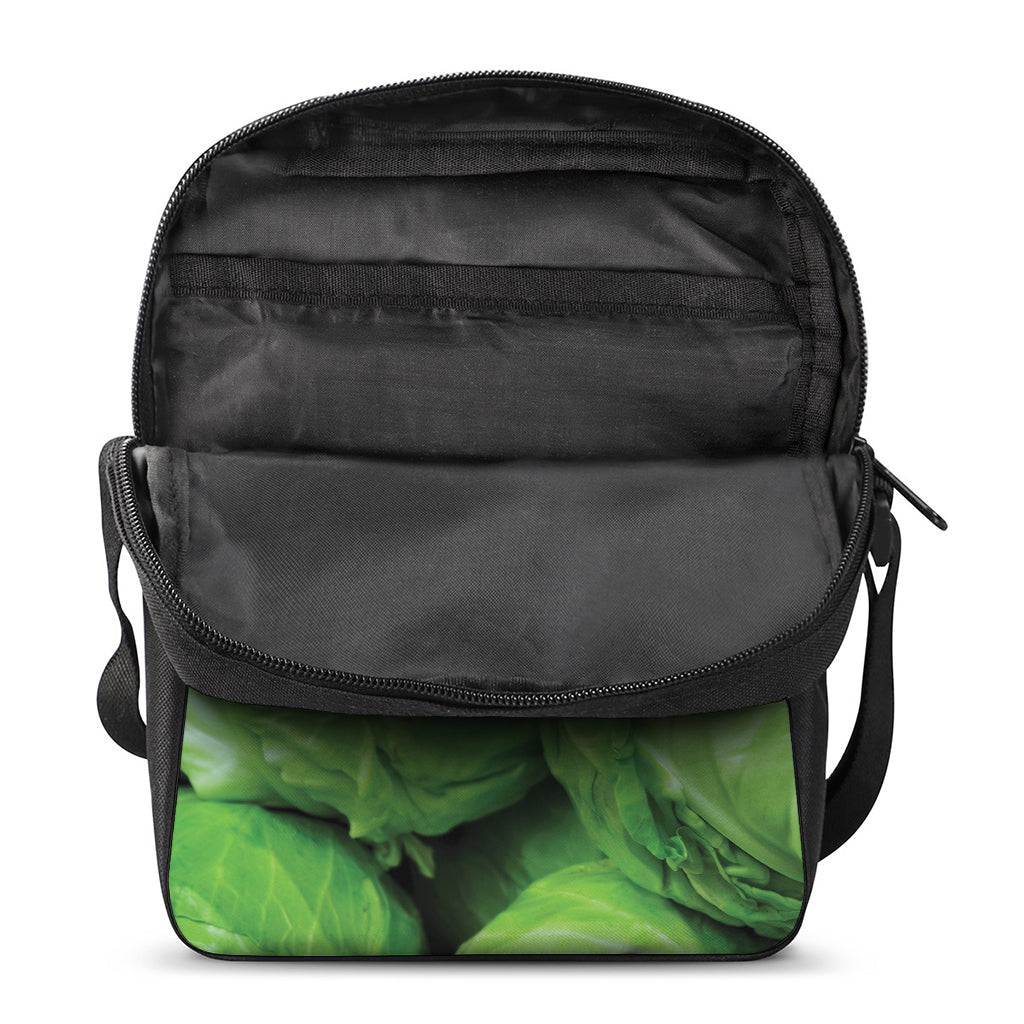 Green Cabbage Print Rectangular Crossbody Bag