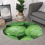 Green Cabbage Print Round Rug