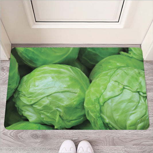 Green Cabbage Print Rubber Doormat