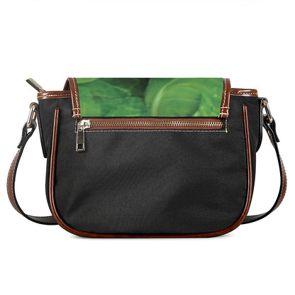 Green Cabbage Print Saddle Bag