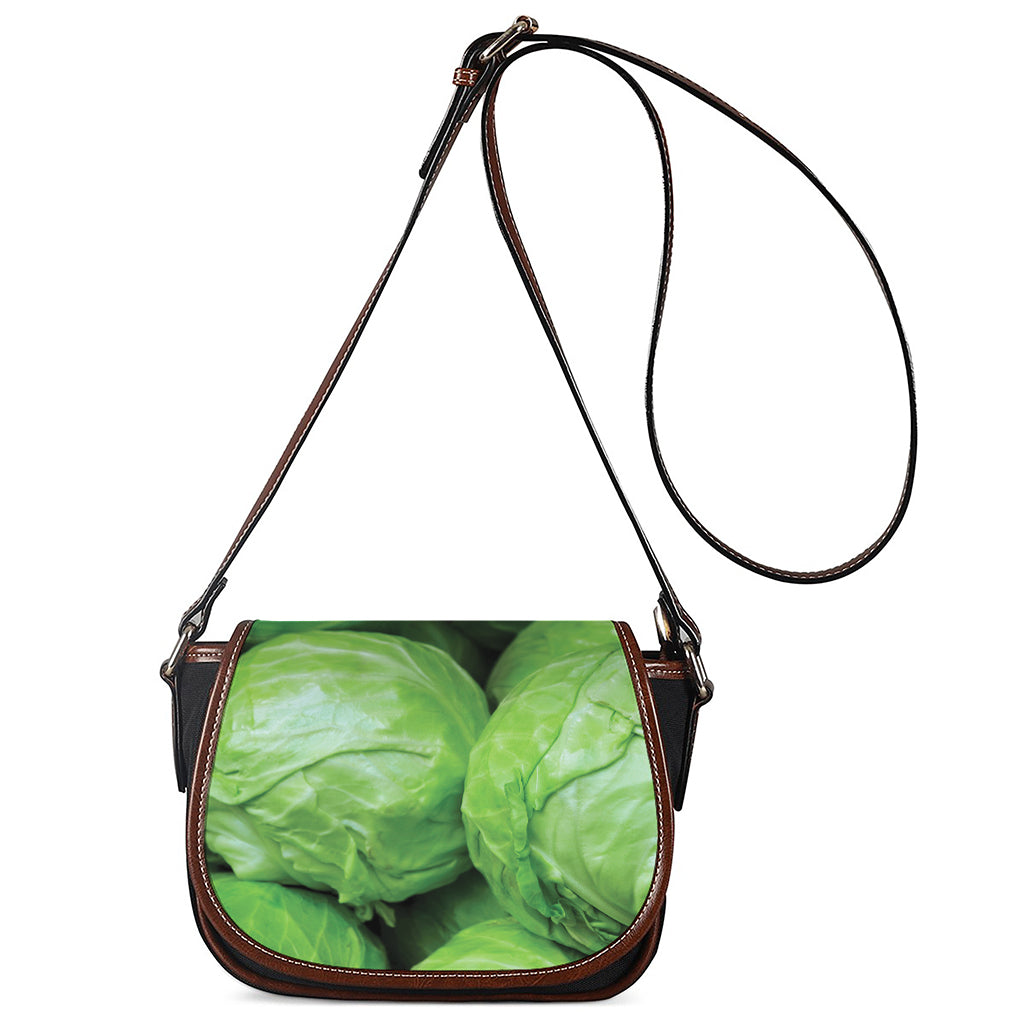 Green Cabbage Print Saddle Bag