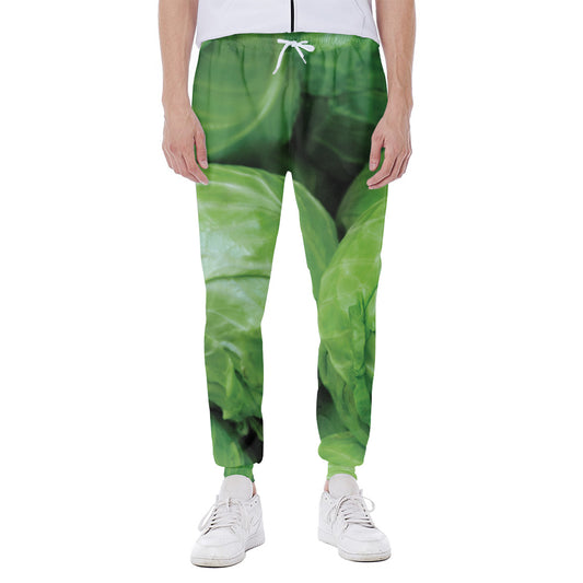 Green Cabbage Print Scuba Joggers
