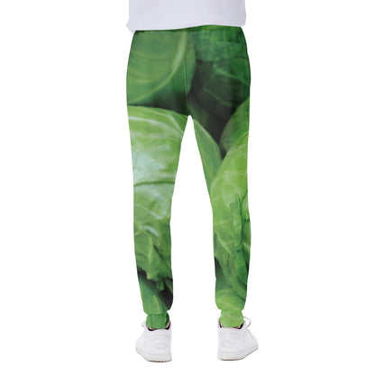 Green Cabbage Print Scuba Joggers