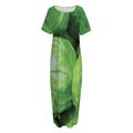 Green Cabbage Print Short Sleeve Long Nightdress