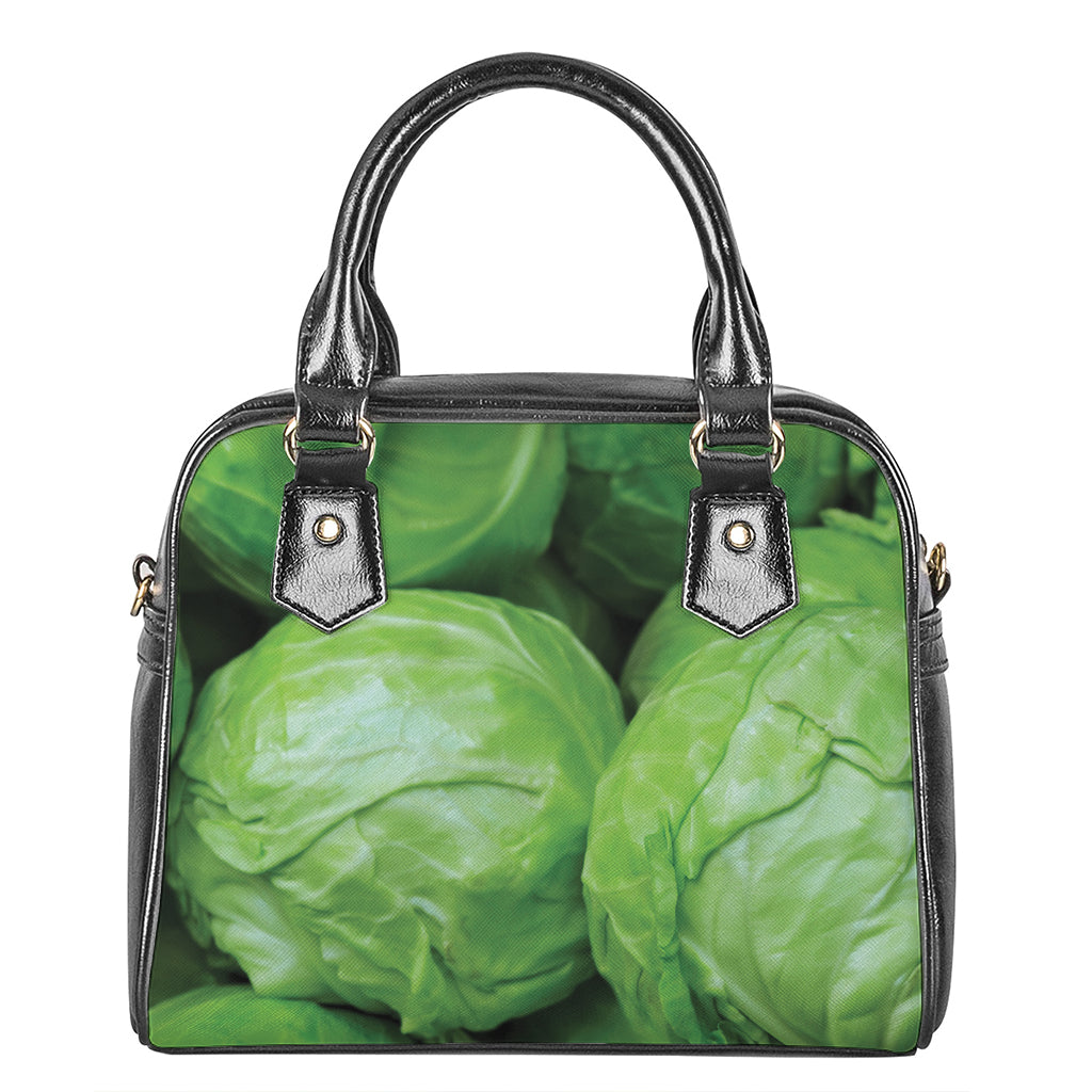 Green Cabbage Print Shoulder Handbag