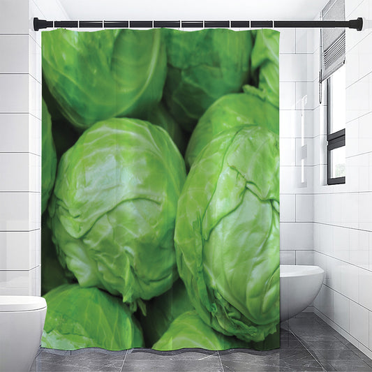 Green Cabbage Print Shower Curtain