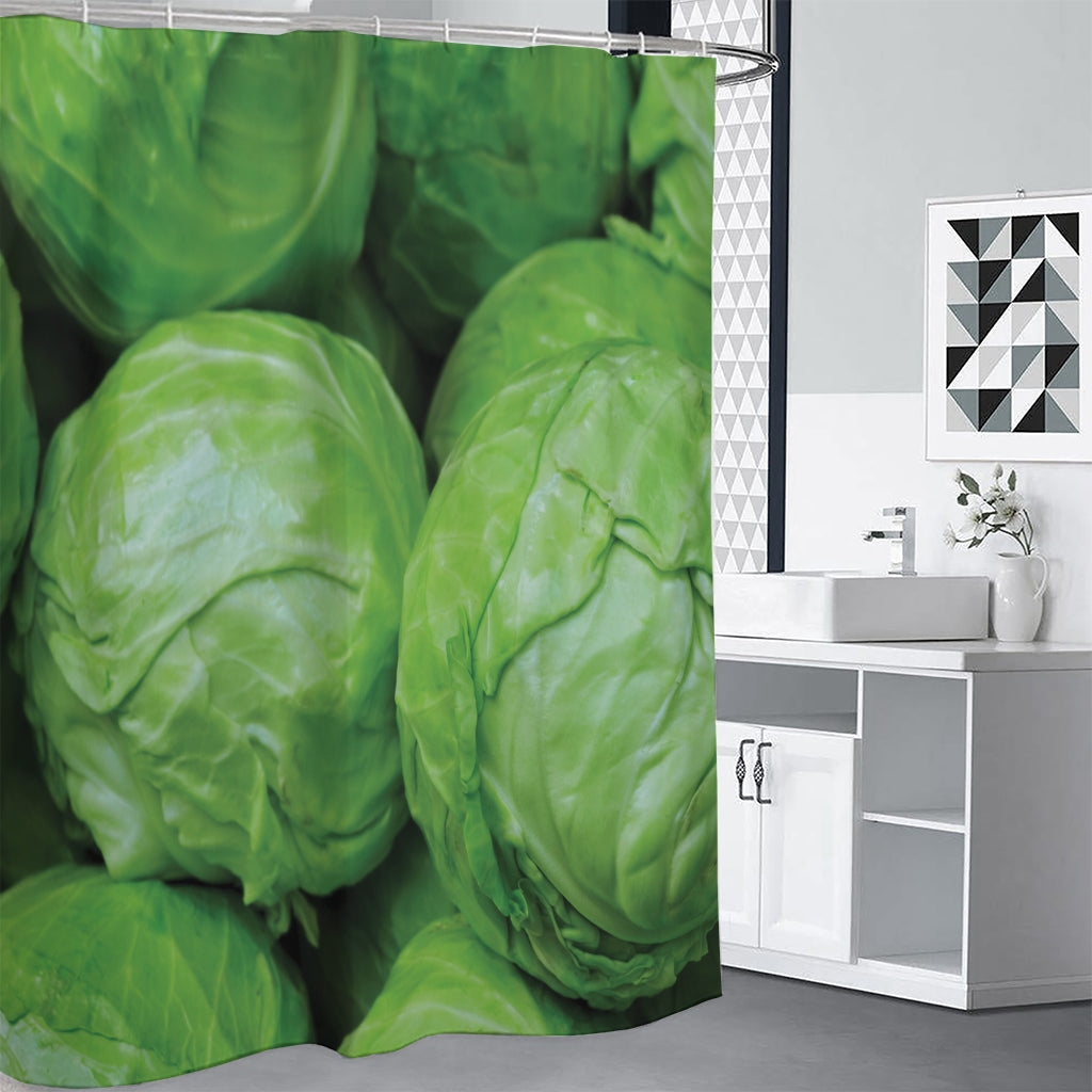 Green Cabbage Print Shower Curtain