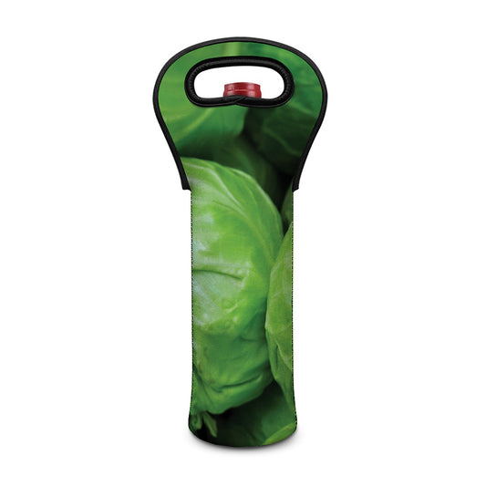 Green Cabbage Print Single Neoprene Wine Tote