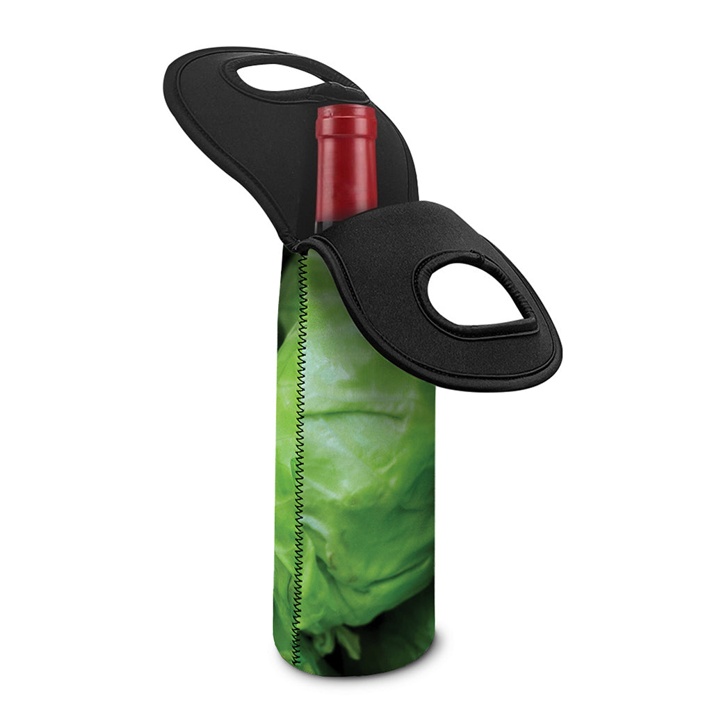 Green Cabbage Print Single Neoprene Wine Tote