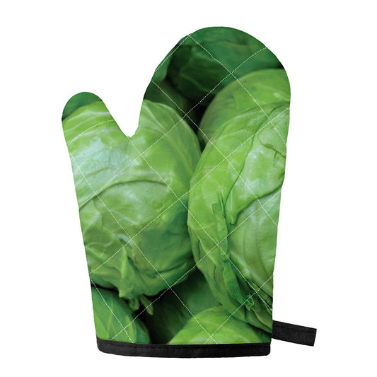 Green Cabbage Print Single Oven Mitt